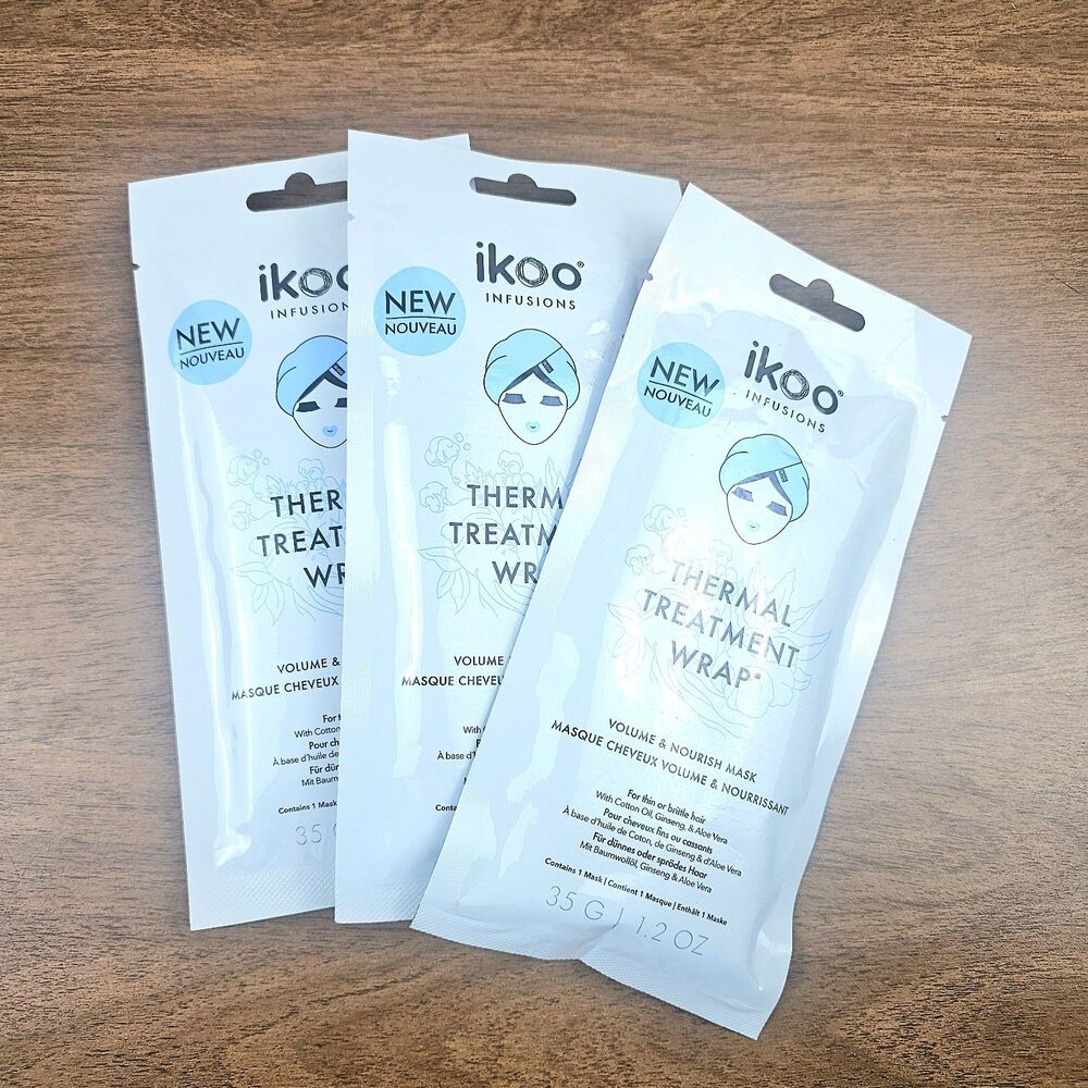 NEW ikoo Infusions Thermal Treatment Wrap Hydrate & Shine Mask for Hair 3 ct